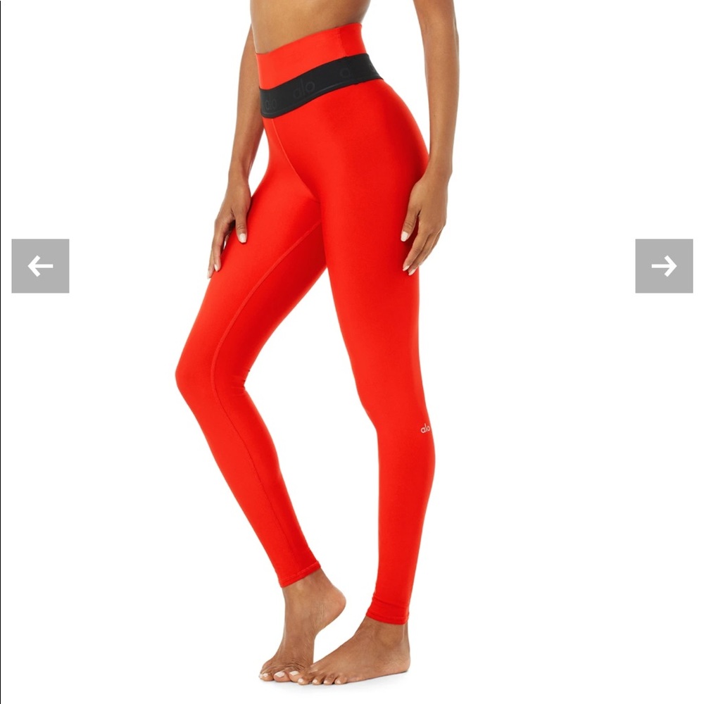 ALO Yoga Waisted Fitness Legging - Cherry/Black XXS